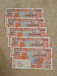 1989�N�I�����_ Nederland 25 �O���f������ Muntbiljet Pick #100 UNC 5��