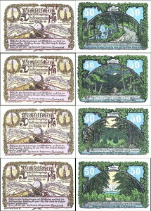 4 X Notgeld Eutin �����m�[�g Kriegerverein 1921 �R���v���[�g�Z�b�g