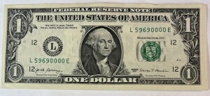 �a����/�L�O�� $1.00 �ʉ� Unc Note 05-09-1969