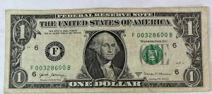�a����/�L�O�� $1.00 �ʉ� Unc Note 03-02-1986