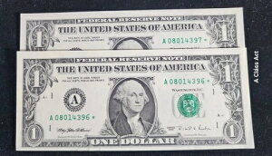 2�A��FR1921-A* 1995 $1 FRN?A08014396*?STAR NOTE BOSTON�B���Ђ�T4072