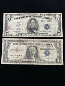 ?��? ���b�g�y�A $1 1935-1957�A$5 1953 �u���[�V�[�� �V���o�[�ؖ������� ������