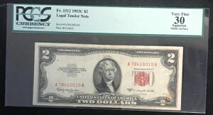 1953C $2 Fr.1512 �@��ʉݎ��� PCGS VF30 ���炩��*����* MM:17