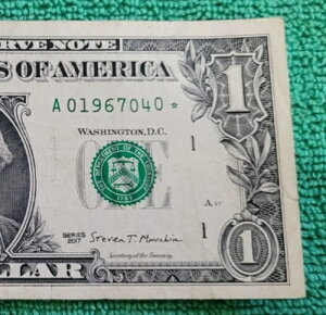 ���� *STAR NOTE* SN# A01967040* US $1 2017 �o�[�X�f�[ �r�� Y&M 1967�N4��