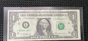 2013 $1 LOW �V���A�� �X�֔ԍ����� �N���[�u�����h�A�I�n�C�I�B ?? �V���A���ԍ� 00044181