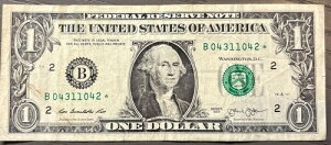2013 B $1 �����X�^�[�m�[�g �V���A���ԍ� B04311042*
