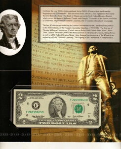 2 - �A�� $2 �P�������A�A�g�����^�A2009 �N�V���A���ԍ��A2003-A Unc Note�A(U-143,4)
