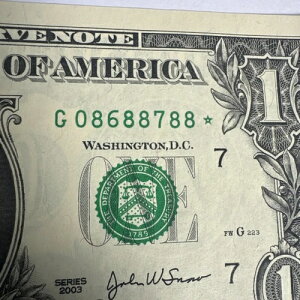 �t�@���V�[�V���A���i���o�[ ���b�L�[88 88 �t�@�C�u�I�u�A�J�C���h 8s 2003 Unc Fed Star Note + �G���[