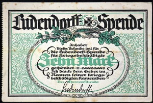 LUDENDORFF-SPENDE XX-RARE 10 �}�[�N��C�A���t�H�� �z���c�F���h���t �X�^���v