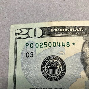 $20 STAR NOTE �V���A���ԍ� PC 02500448* �V���[�Y 2017A