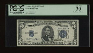 DBR 1934-D $5 Fr. 1654Wi Wide I UA�u���b�N PCGS 30 �V���A�� U56018484A