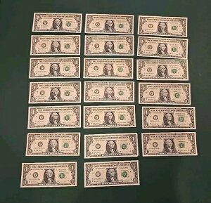 (20x) 2017 $1 Dollar Star Notes�AF District Atlanta�AGA Lot Fancy Serial #