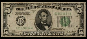 FR 1952-D dgs $5 1928 B �A�M������s�� �č� - �V���l �V���A���ԍ� - CA1670