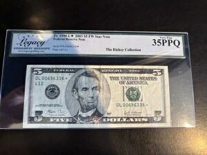 DBR 2003 $5 FRN �T���t�����V�X�R �X�^�[�_��1990-L* ���K�V�[ 35 PPQ �V���A�� DL00696338*