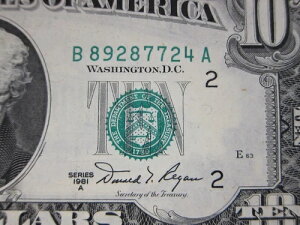 1981A $10 FRN #B89287724A