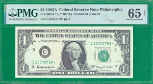 $1 1963-A 1 C/* �u���b�N (w) �t�B���f���t�B�A �W�F�� ������ 65 EPQ �X�^�[