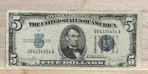 1934�N D $5 �č��⌔���� �u���[�V�[�� �V���A���ԍ� U84334454A ����