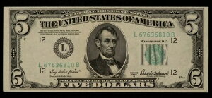 FR 1963-L $5 1950 B �A�M������s�� �č� - UNC - �G���{�X���H - SKU-CA1532