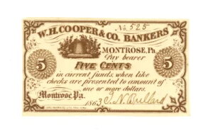1863�N W.H. Cooper & Co. Bankers Montrose PA 5�Z���g (L5059)