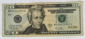 �a����/�L�O�� $20.00 �ʉ� �����ԍ� 04-01-1941
