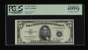 DBR $5 1953 �V���o�[ Fr. 1655 CA �u���b�N PCGS 45 PPQ �V���A�� C31290566A