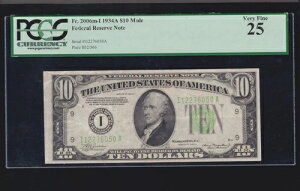 US 1934A $10 FRN �~�l�A�|���X �~���[�� FR 2006m-I PCGS 25 VF (050)