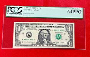 FR 1916K 1988A $1 FW �A�M������s�� PCGS �ʉ� 64PPQ ���ɗǂ��V�i