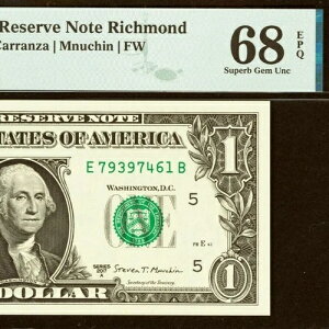 2017A $1 �A�M������s�� PMG 68EPQ �g�b�v�|�b�v �ō��O���[�h - EB �u���b�N
