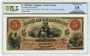 NC-30-G12a $5 1859-60�N�� ���L�V���g���A�m�[�X�J�����C�i�B ���L�V���g����s Ch F15 PCGS 950414-43