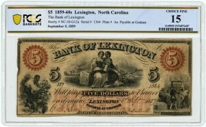 NC-30-G12a $5 1859-60�N�� ���L�V���g���A�m�[�X�J�����C�i�B ���L�V���g����s Ch F15 PCGS 950414-23