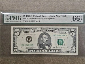 1969C $5 Fr. 1972-B* �j���[���[�N�A�M������s�X�^�[�m�[�g PMG 66 EPQ