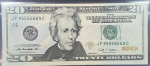 **�_�u���g���v��** �V���[�Y 2009 $20 FR �m�[�g - �V���A���ԍ� -JF 95556669 C