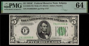 1934C $5�A�M������s�� PMG 64 �A�g�����^ Fr 1959-FW ��W