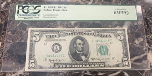 1950�N C $5�A�M������s�� ~ PCGS 63PPQ ~ �T���t�����V�X�R ~ Fr 1965-L
