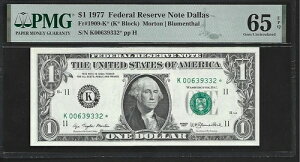 US $ 1 1977 PMG 65 EPQ UNC Fr#1909-K* �X�^�[�m�[�g FRN �_���X�E���[�g��/�u�������^�[��
