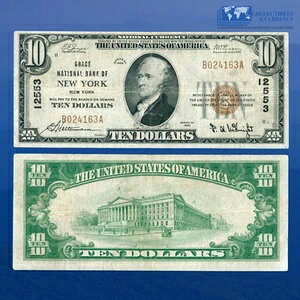 Fr.1801-1 1929 $10 �O���[�X�E�i�V���i���E�o���N�E�I�u�E�j���[���[�N�A�^�C�vI�A�F�ԍ�12553�AVF