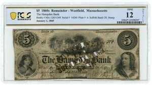 1860�N �n���v�f����s �E�F�X�g�t�B�[���h �}�T�`���[�Z�b�c�B 5�h������ PCGS 12 �ڍ� MA1265-G40