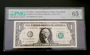 2021 $1 �A�M Res. STAR Note Fr#3007-D* �N���[�u�����h PMG 65 EPQ Gem Unc.