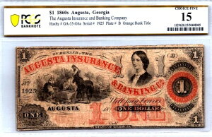 �W���[�W�A�B�I�[�K�X�^ 1860�N�� PCGS 15 Choice Fine �p�� 1�h������