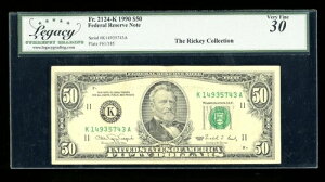 DBR 1990 $50 FRN �_���X Fr. 2124-K ���K�V�[ 30 �V���A�� K14935743A