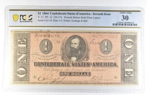 1864�N $1��R ��7�� T-71 PF-12 CR-574 VF30 PCGS *8120-