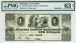 1837�N - 1839�N �~�V�K���B�A�i�[�o�[ 1�h�� �~���[��s �E�H�b�V���e�m�[���� PMG CHOICE UNC 63*