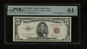DBR 1953-C 5�h�� �@��ʉ� Fr. 1535 PMG 64 EPQ �V���A���ԍ� C64126528A