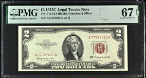 FR#1512 $2 1953 C �@��ʉݎ��� (AA�u���b�N) PMG 67 EPQ (4���A���̂���1��)