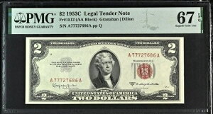 FR#1512 $2 1953 C �@��ʉݎ��� (AA�u���b�N) PMG 67 EPQ (4���A��)