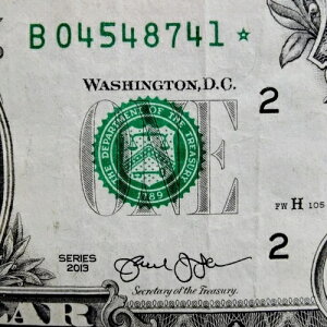 FW �d���V���A���ԍ� STAR Note B 04548741 �� 1�h�� $1 �����G���[ 2013