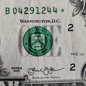 FW �d���V���A���ԍ� STAR Note B 04291244 �� 1�h�� $1 �����G���[ 2013