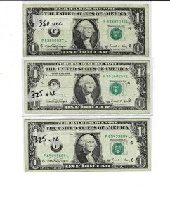 1988�NA $1�A�M������s�u�E�F�u�v���� - (3�����b�g)fr.1917-F - Tough Scarce Notes-