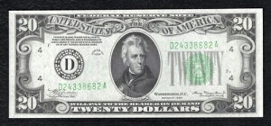 FR. 2054-D 1934 $20 FRN �A�M������s�� �N���[�u�����h�A�I�n�C�I�B ��� ������ (C)