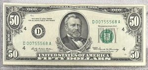 1969 �N�N���[�u�����h 50 �h������ Fr. 2114-D FRN D00755568A 50BL57 LOW SER. NO.!!